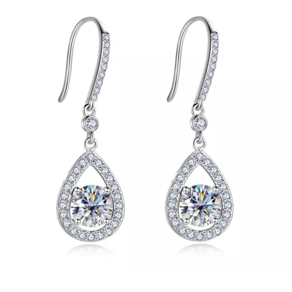 Certified 2ct. T.W.‎ Moissanite Diamond Tear Drop Earrings
